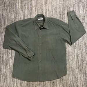 Firethorn Silver Button Down Shirt Men's M Olive Green Long Sleeve Sueded‎ Feel